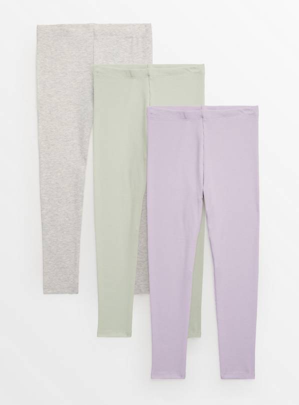 Pastel Ribbed Plain Leggings 3 Pack 5 years